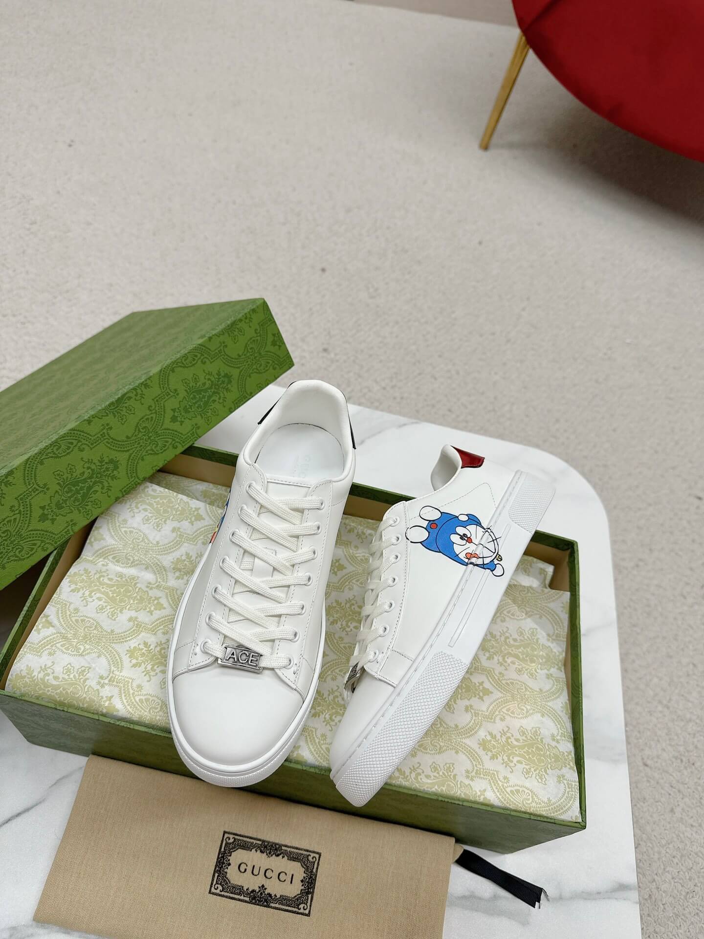 Gucci X Doraemon Ace White Leather Sneaker - Image 4