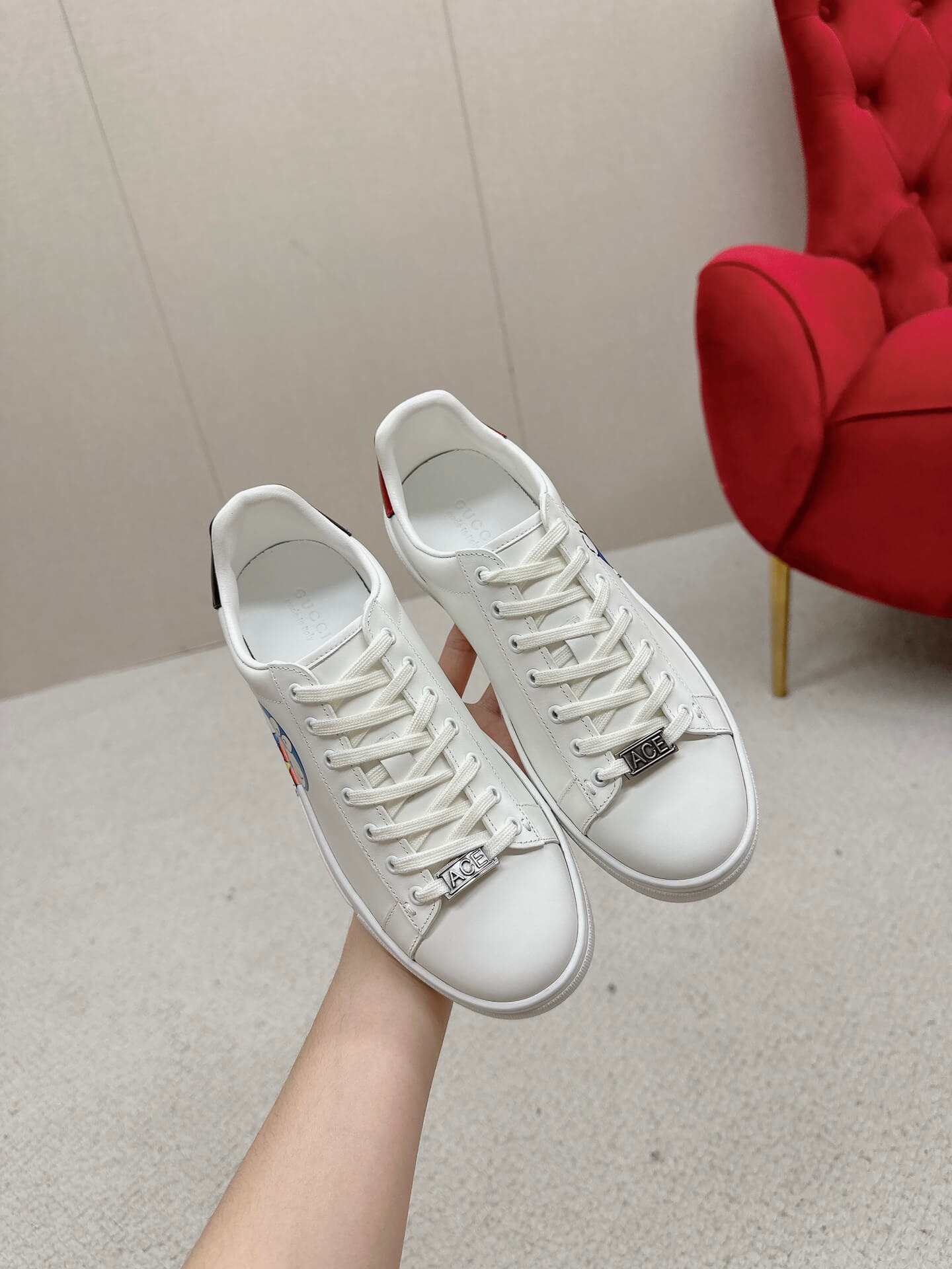 Gucci X Doraemon Ace White Leather Sneaker - Image 3