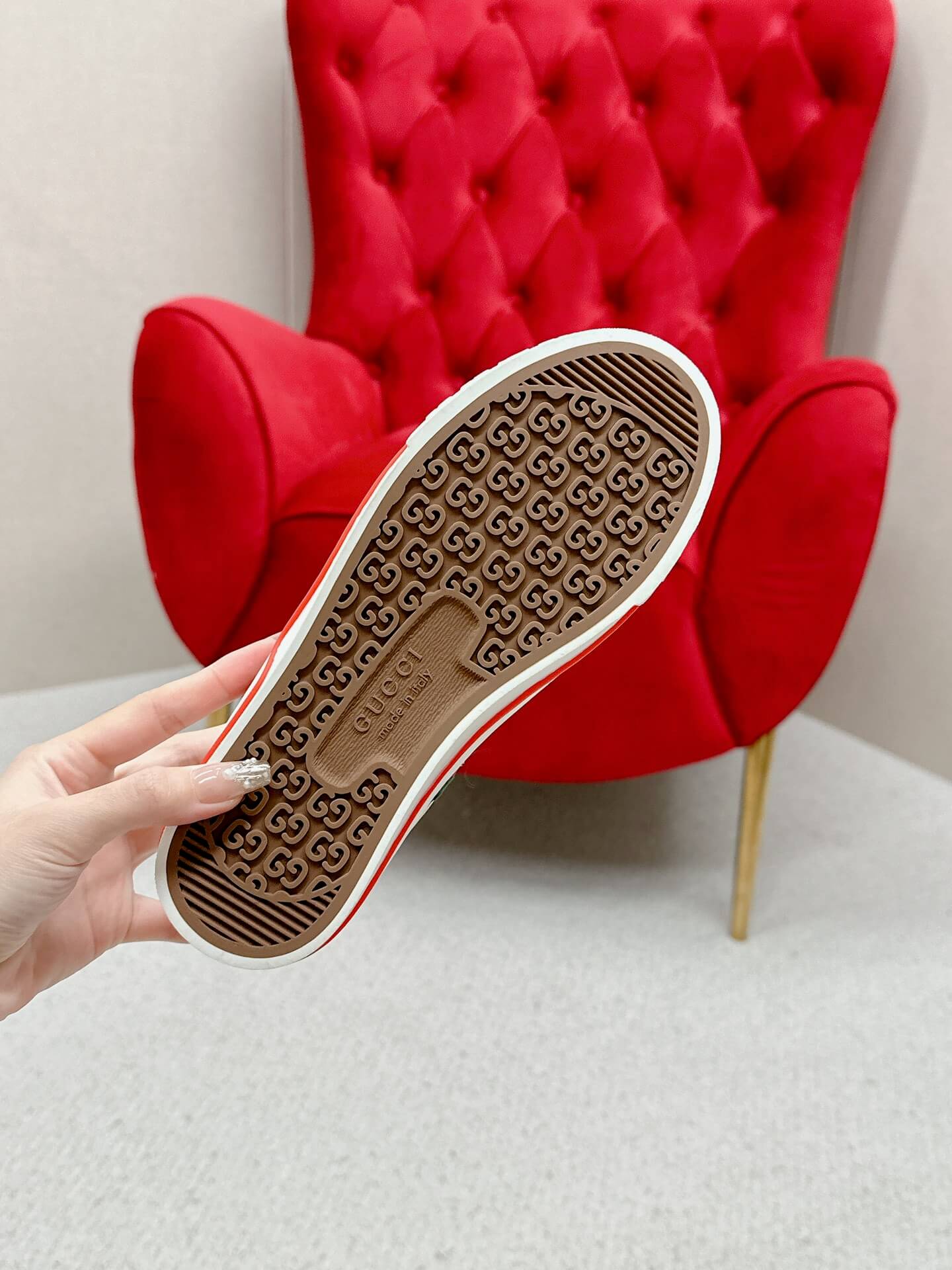 Gucci Tennis 1977 White Leather Sneaker with Web - Image 7