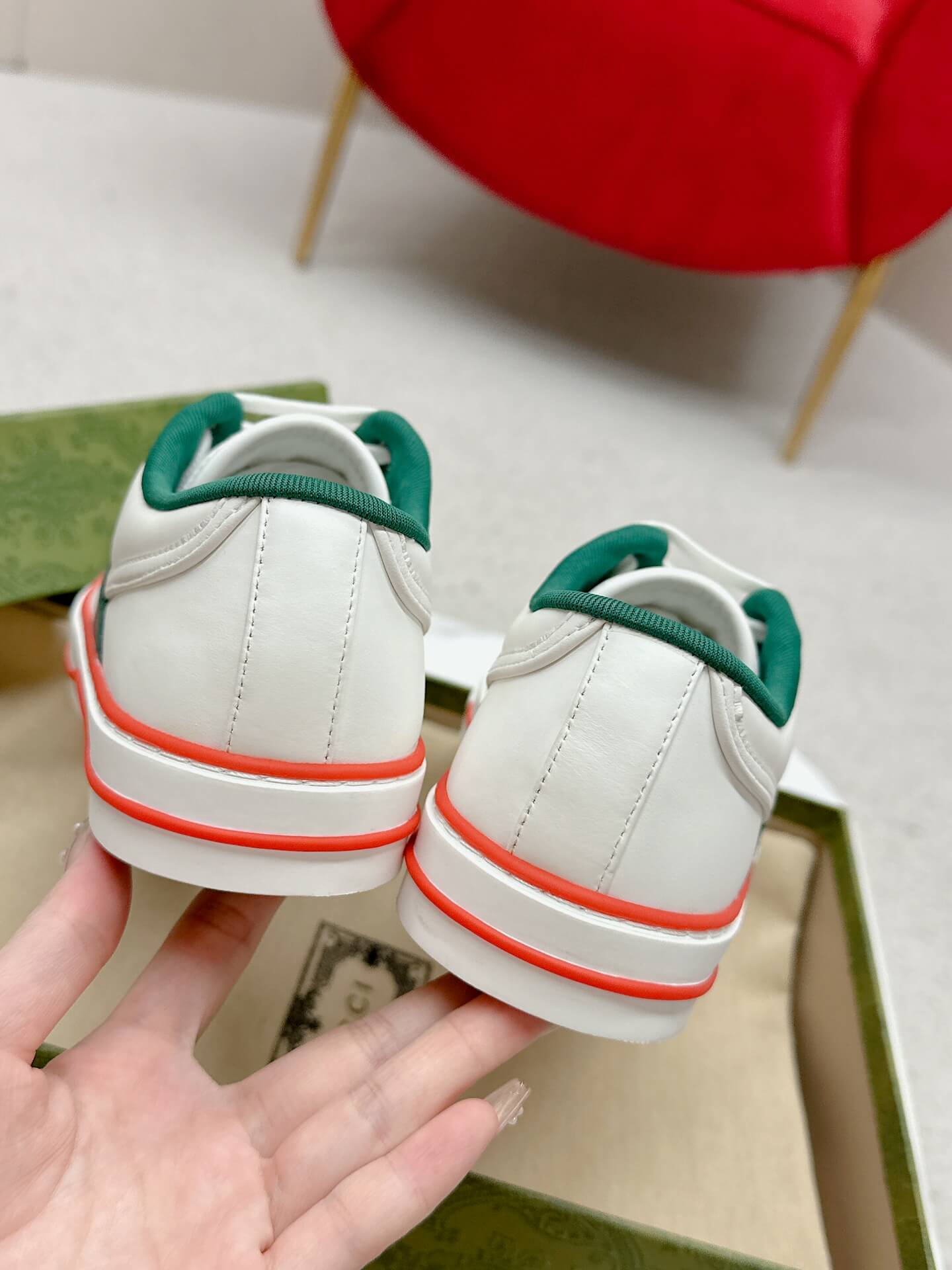 Gucci Tennis 1977 White Leather Sneaker with Web - Image 8