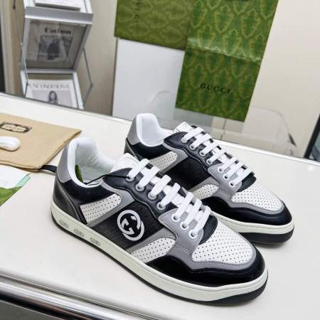 Gucci Interlocking GG Black White Grey Leather Sneaker