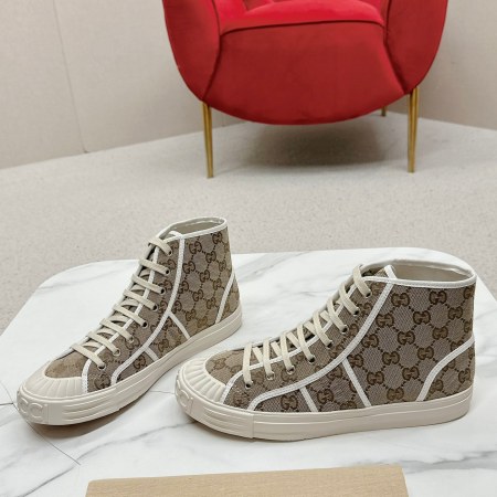Gucci Julio Beige and Ebony GG Canvas High Top Trainer