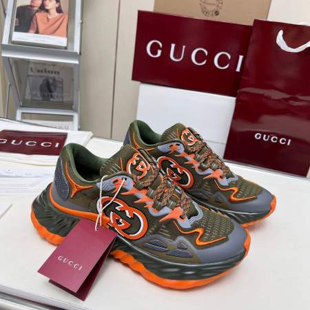 Gucci Olive Orange Ripple Trainer