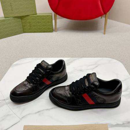 Gucci Screener Black GG Leather Trainer