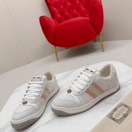 Gucci Screener Ivory Leather Trainer
