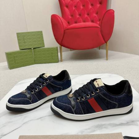 Gucci Screener Navy Blue Denim Trainer