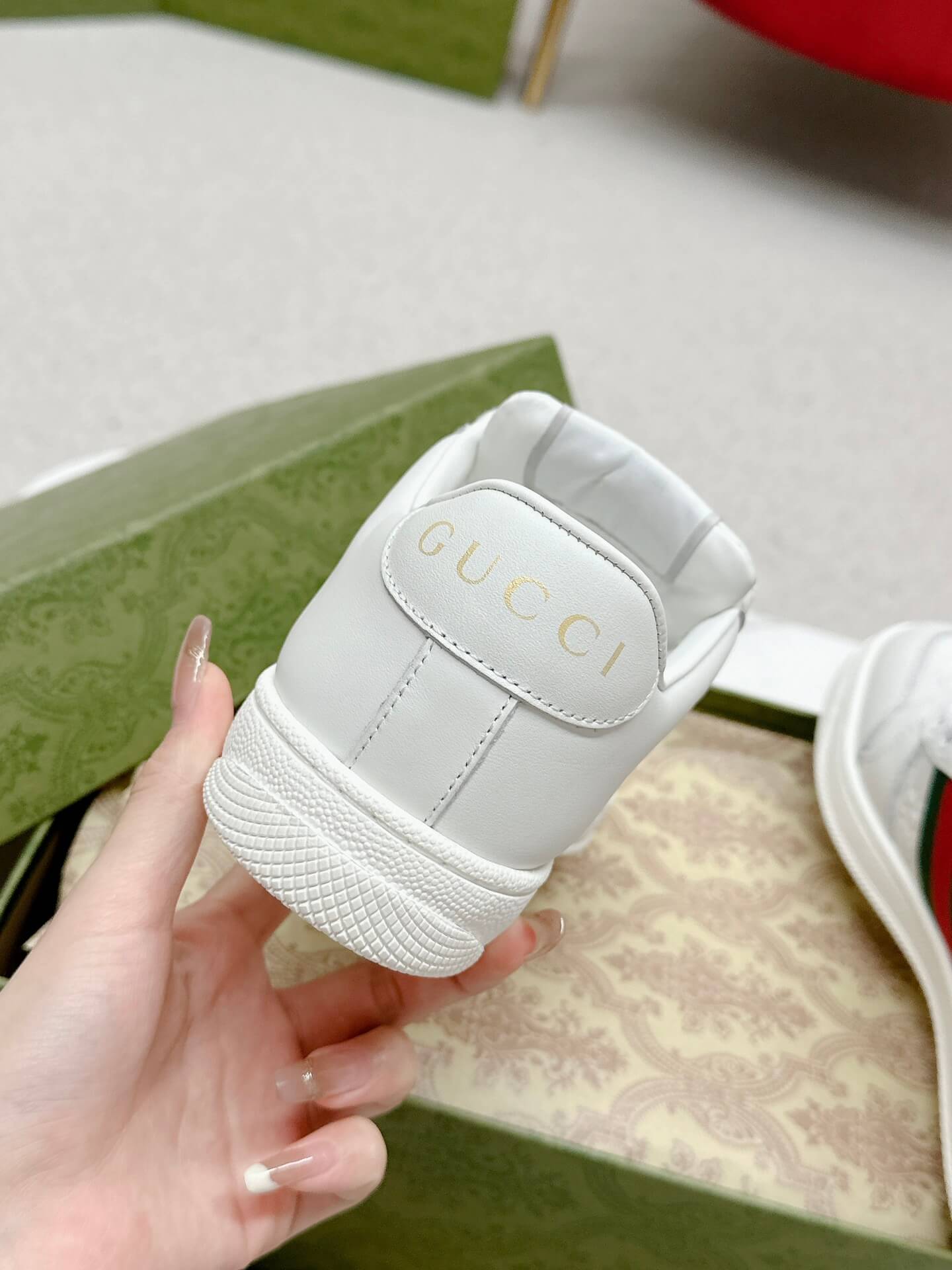 Gucci Screener White GG Leather Trainer - Image 3