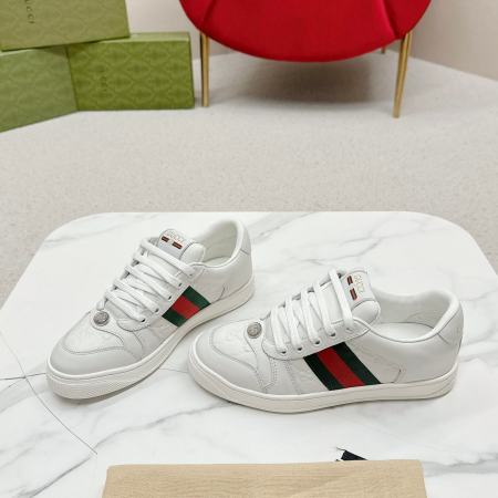 Gucci Screener White GG Leather Trainer