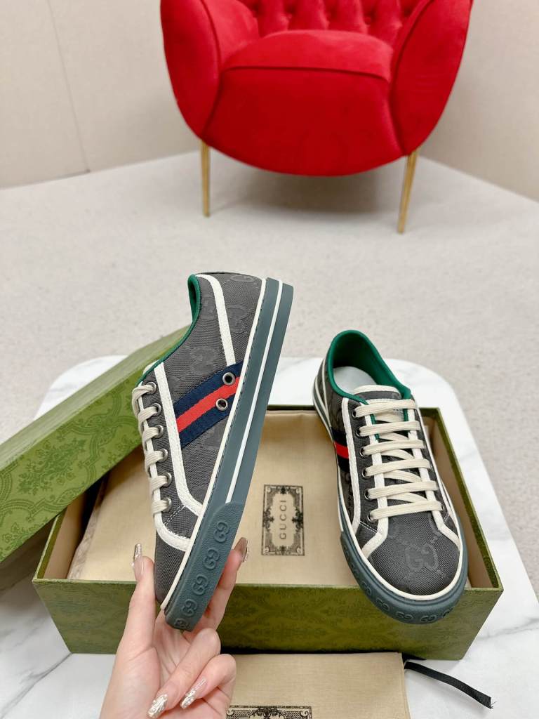Gucci Women's Tennis 1977 Jumbo GG Sneaker in Grey