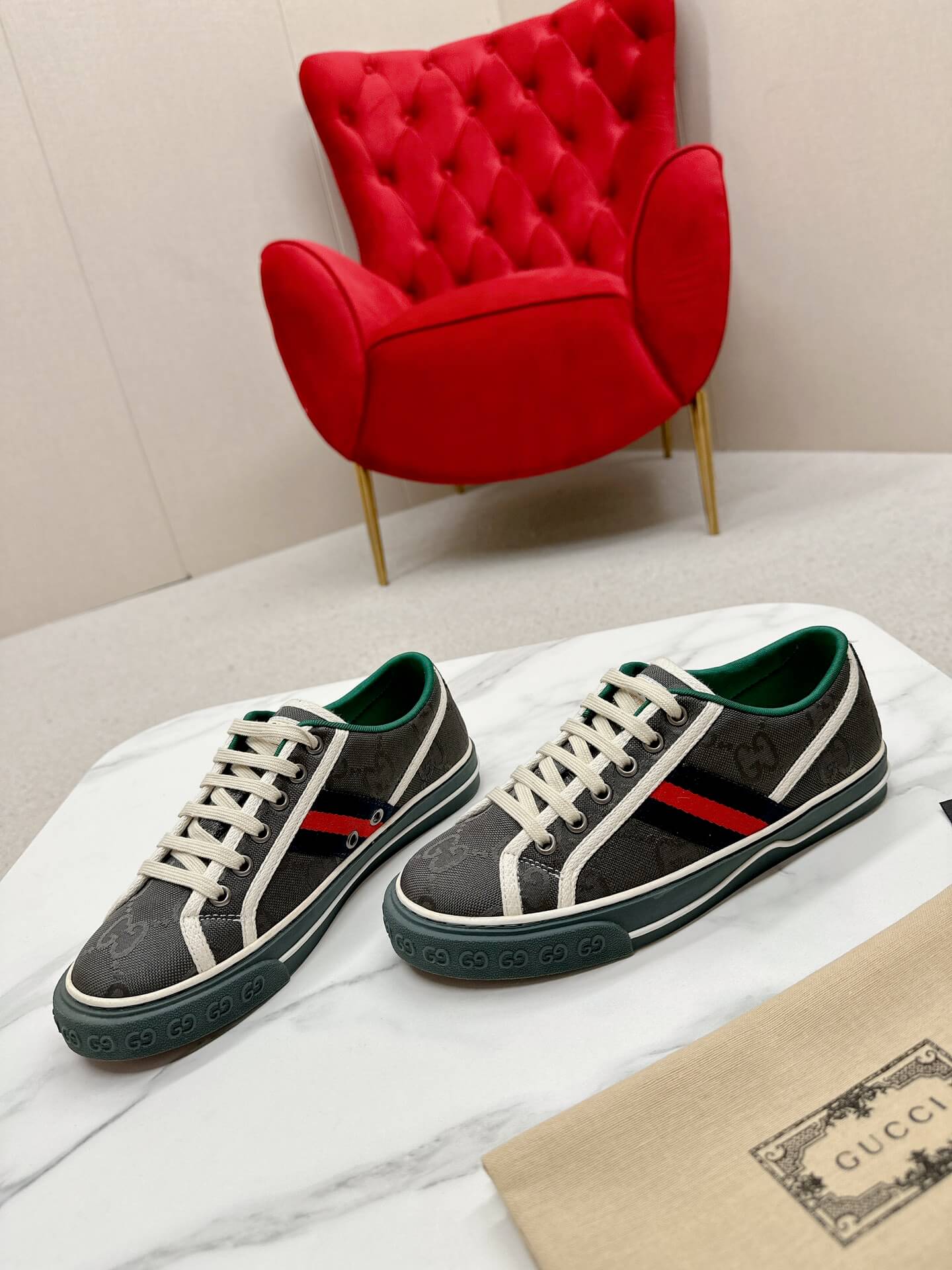 Gucci Women's Tennis 1977 Jumbo GG Sneaker in Grey - Image 5