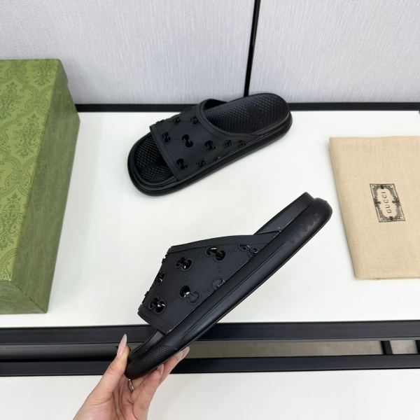 Gucci Women's Black Cutout GG Slide Sandal