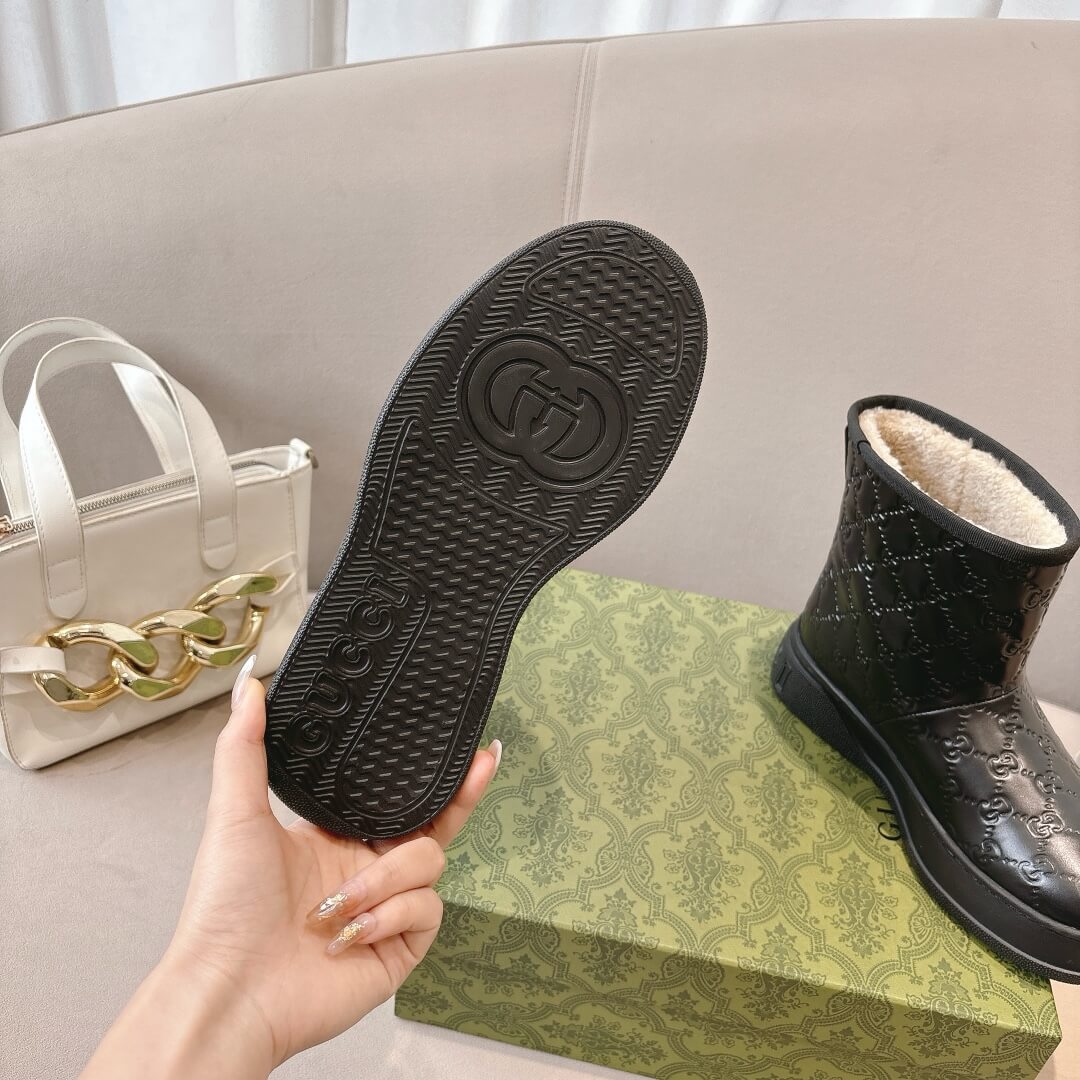 Gucci Women's Black GG Embossed Leather Boot - Image 3