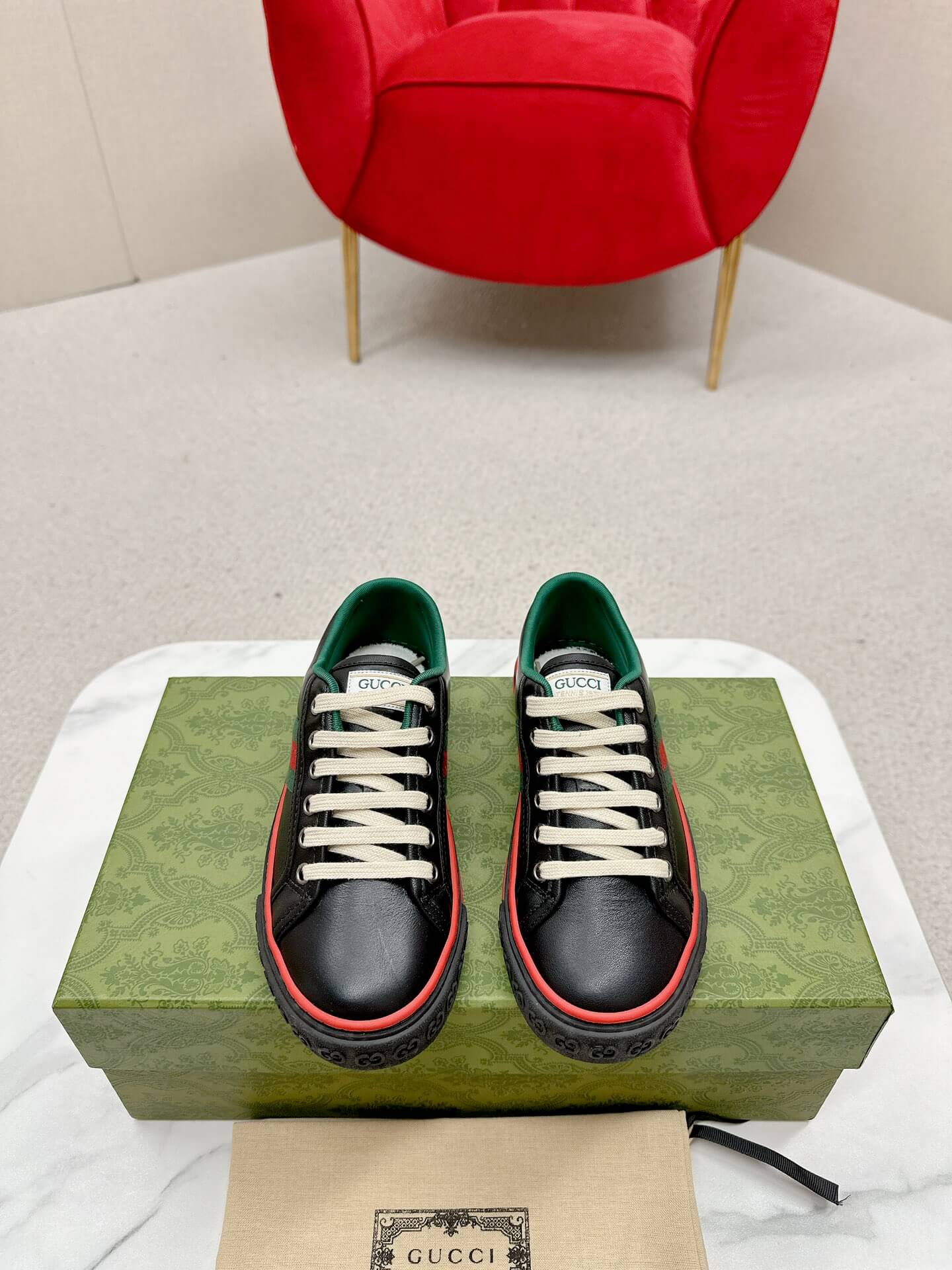Gucci Women's Black Leather Tennis 1977 Sneaker - Image 8
