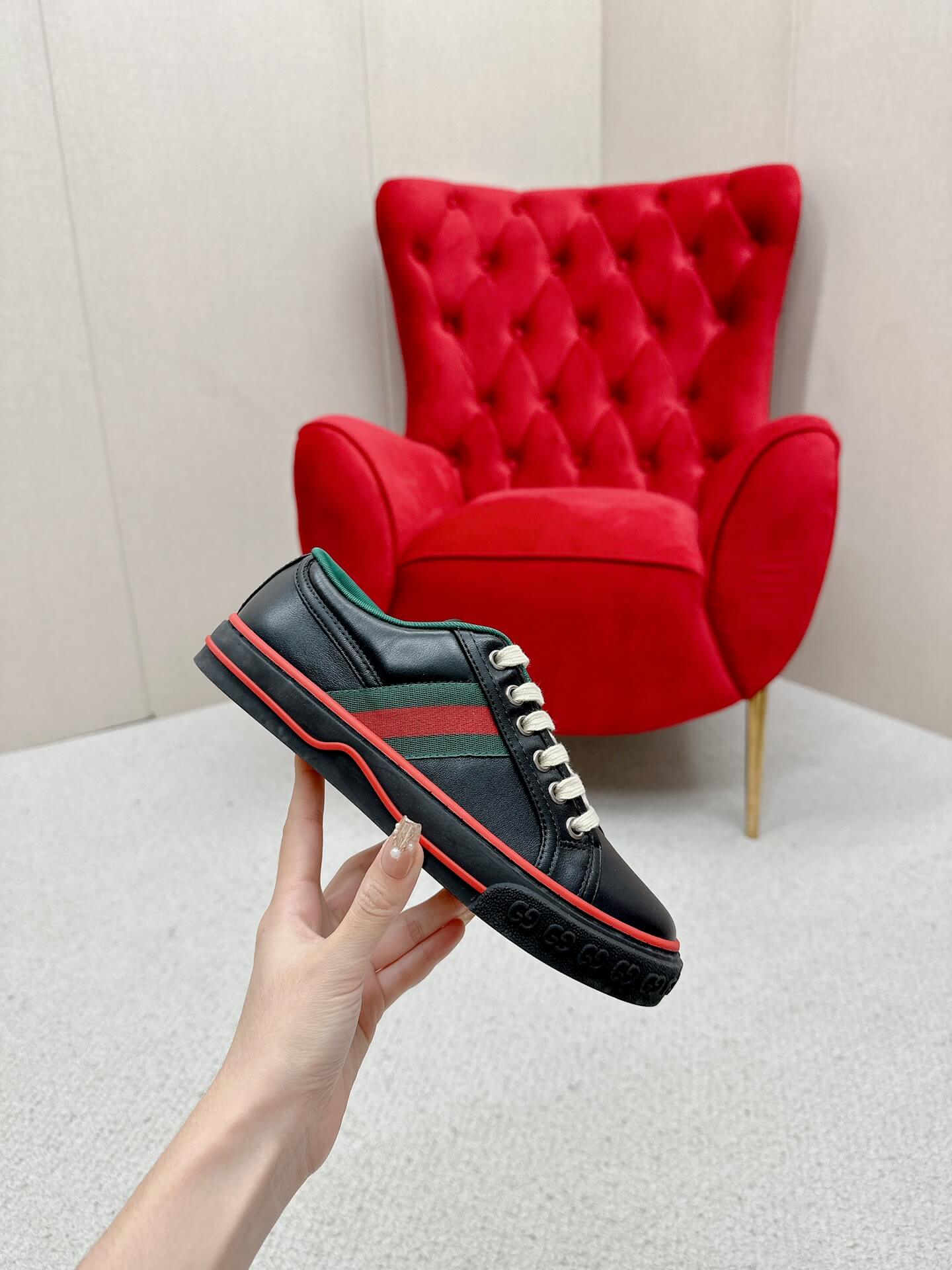 Gucci Women's Black Leather Tennis 1977 Sneaker - Image 6