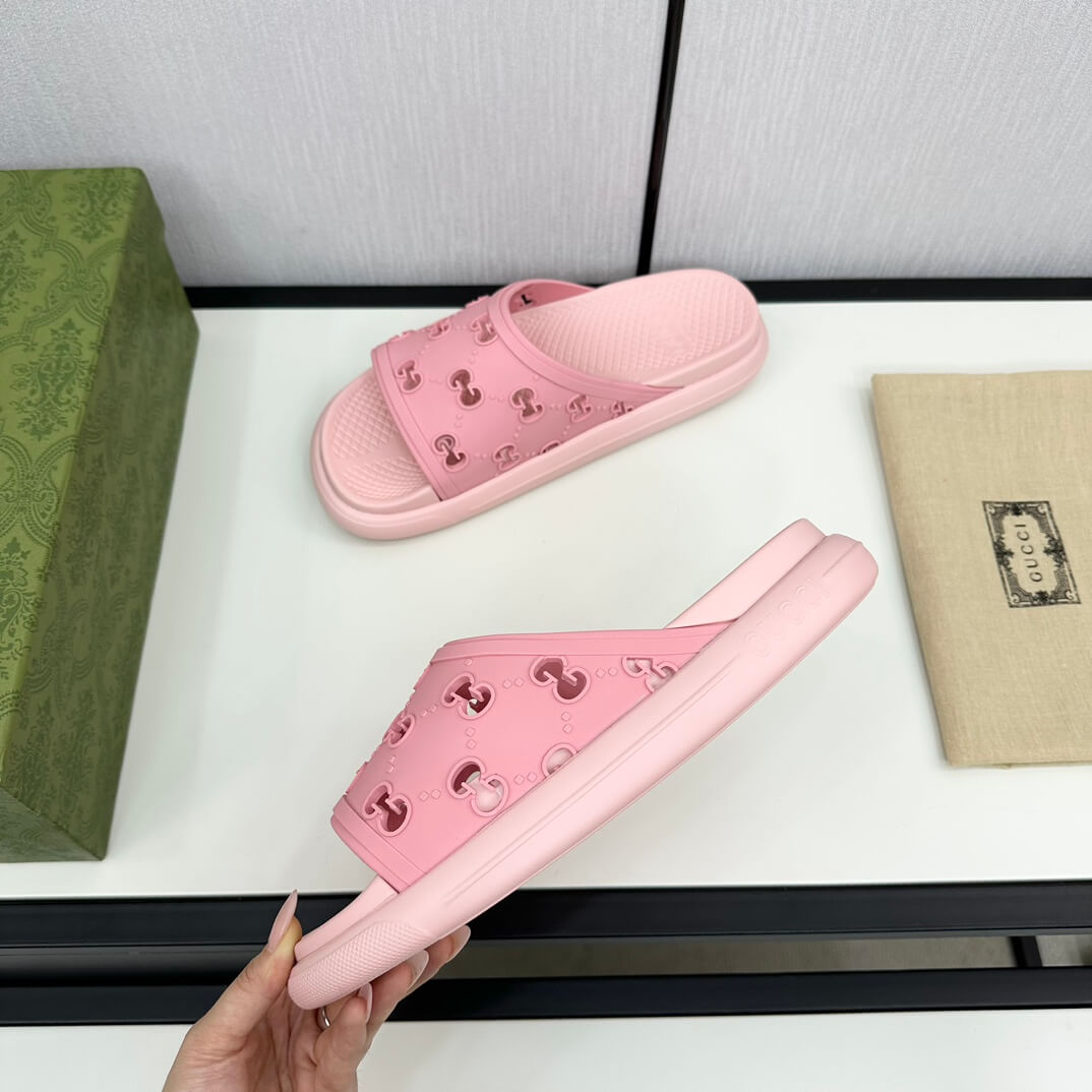Gucci Women's Pink Rubber GG Sandal