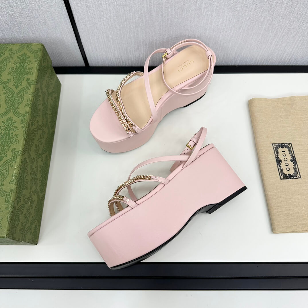 Gucci Women's Pink Signoria Platform Sandal - Image 4