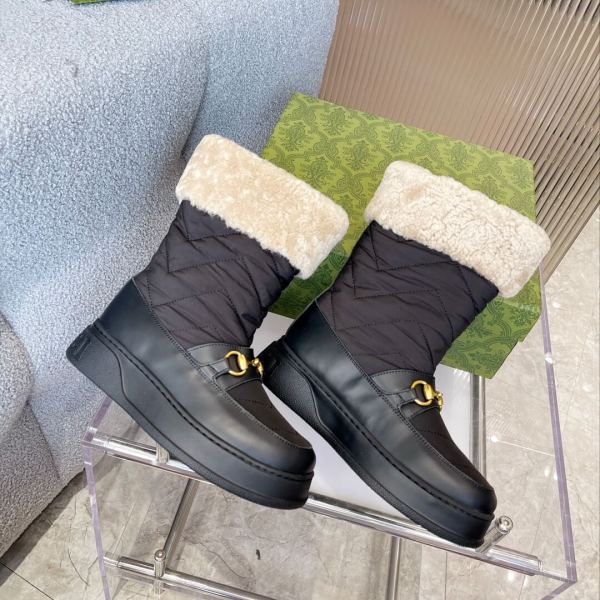 Gucci Women's Shearling-Lined Black Snow Boots