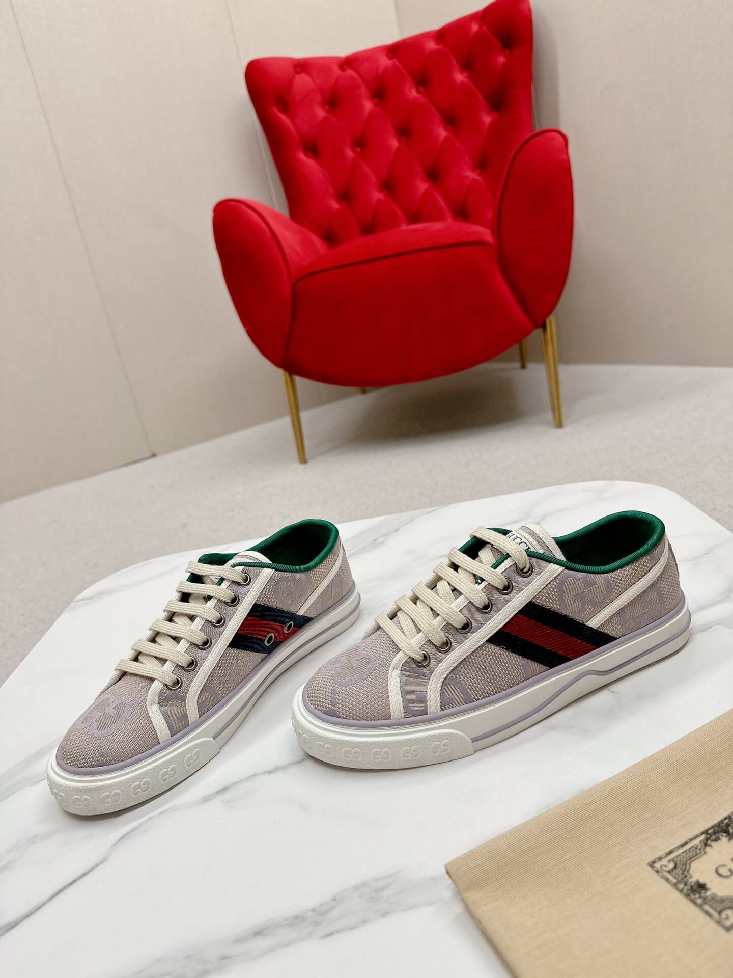 Gucci Women's Tennis 1977 Jumbo GG Sneaker in Grey and Lilac - Image 8