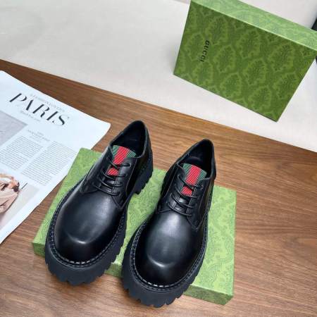 Gucci Women's Black Leather Lace Up with Web