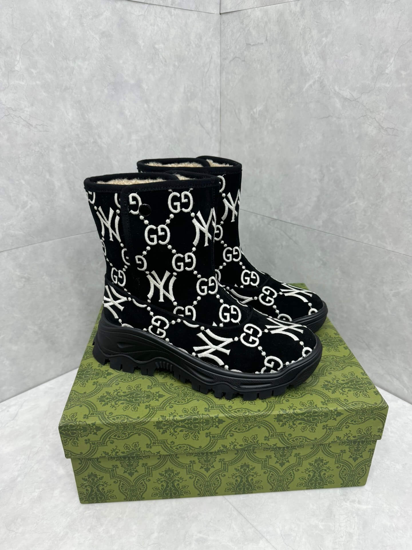 Gucci GG and Yankees Black Ankle Boot - Image 8