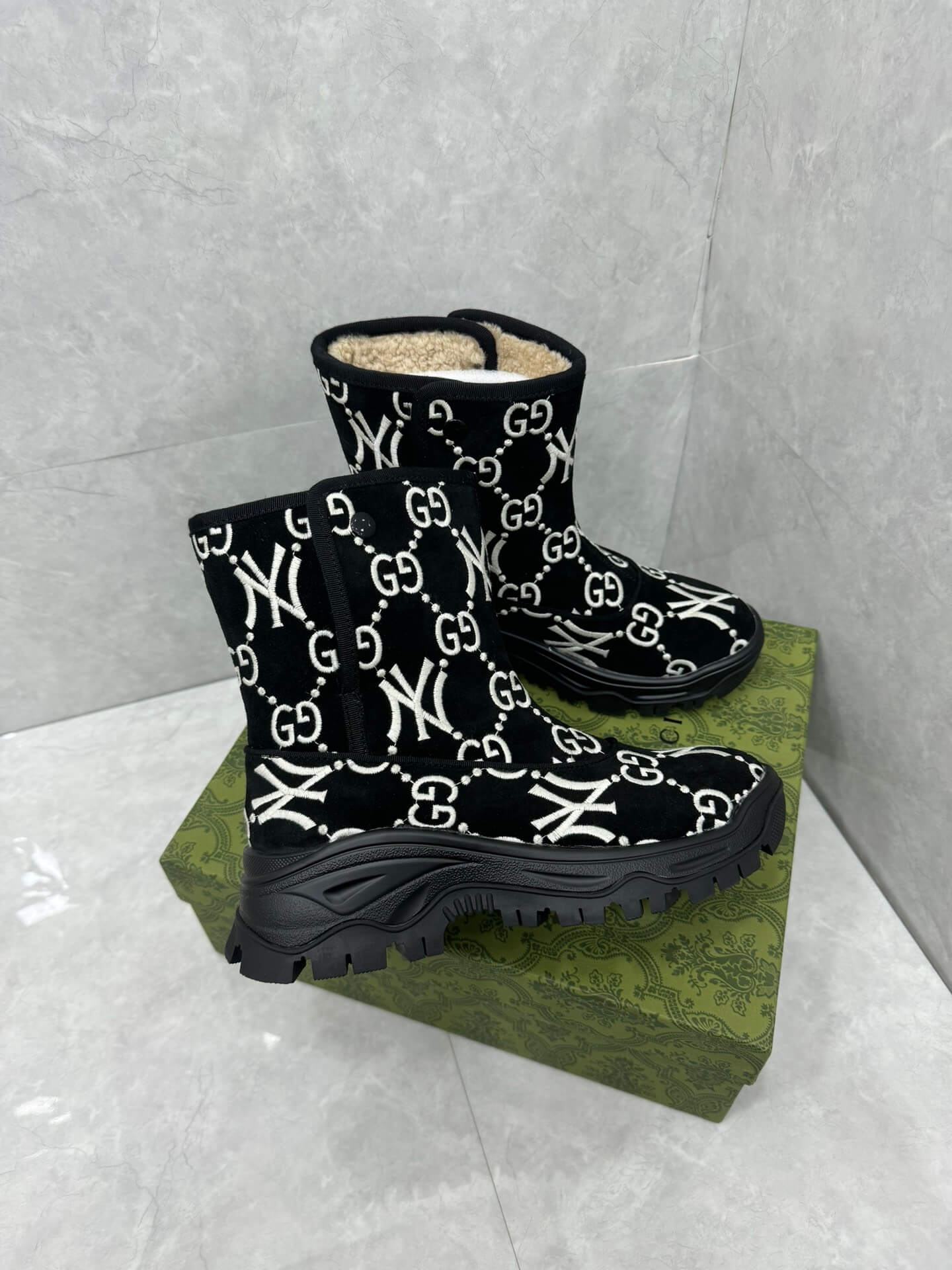 Gucci GG and Yankees Black Ankle Boot - Image 6