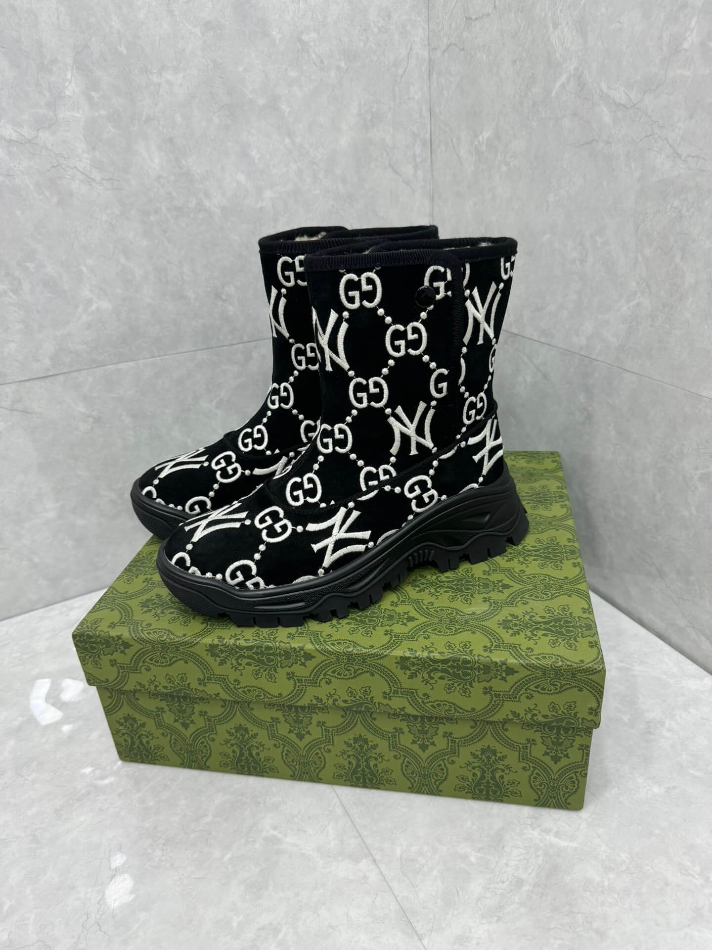 Gucci GG and Yankees Black Ankle Boot - Image 4