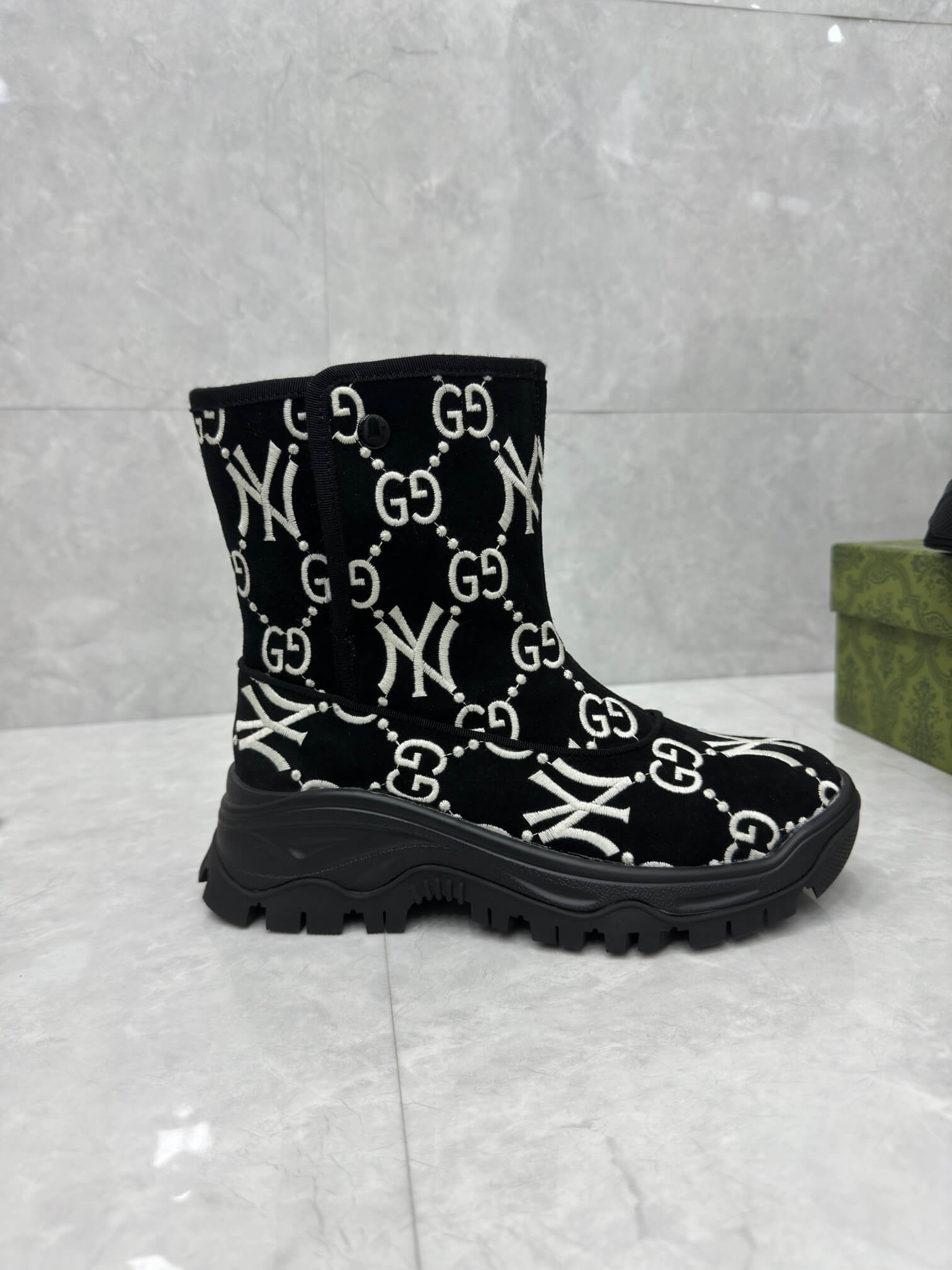 Gucci GG and Yankees Black Ankle Boot - Image 2
