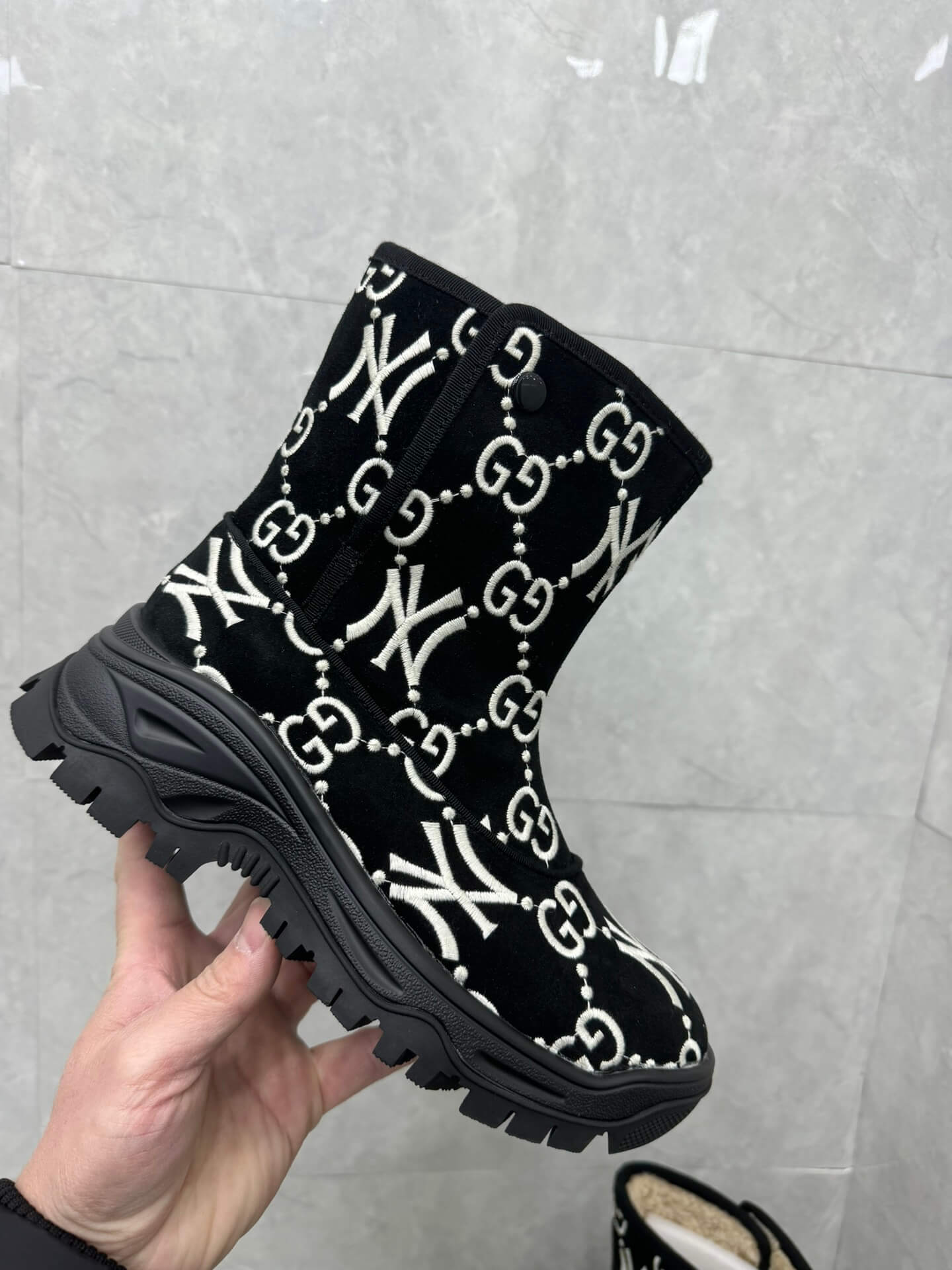 Gucci GG and Yankees Black Ankle Boot - Image 10
