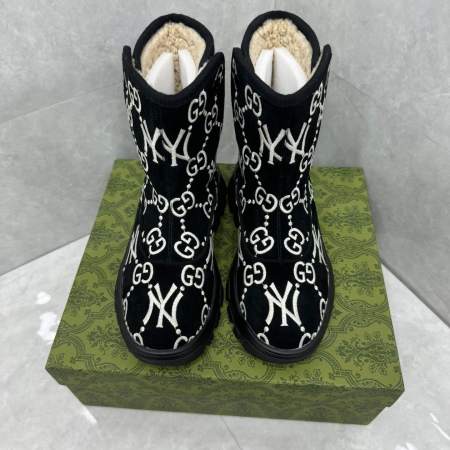 Gucci GG and Yankees Black Ankle Boot