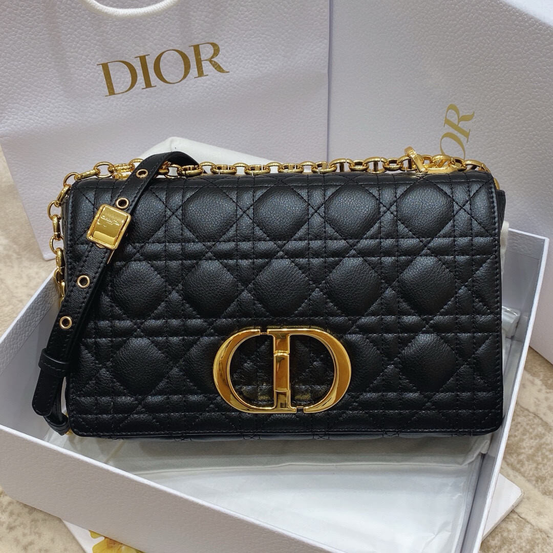 Dior Black Quilted Leather Medium Caro Shoulder Bag - Image 6