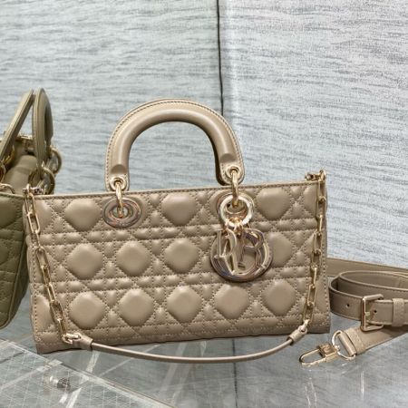 Dior Beige Lady D-Joy Leather Lambskin
