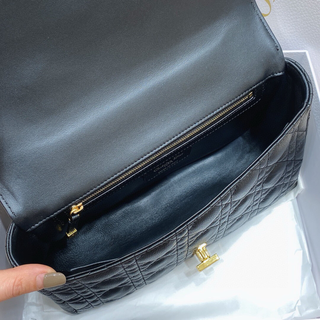 Dior Black Quilted Leather Medium Caro Shoulder Bag - Image 2