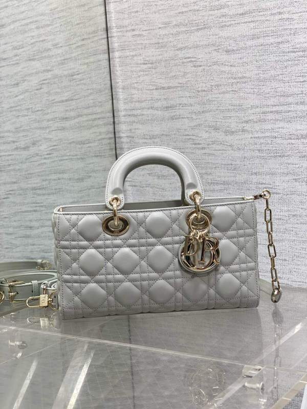 Dior Grey Small Lady D-Joy Bag Leather Lambskin