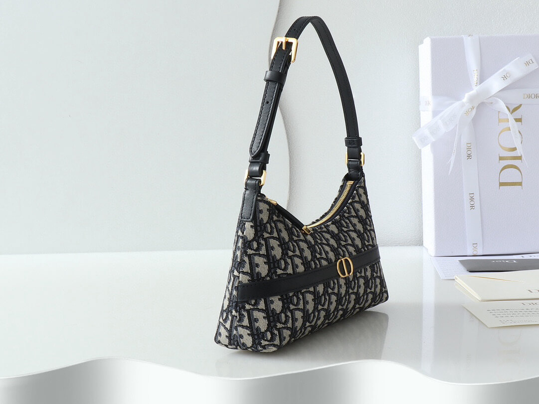 Dior 30 Montaigne Mini Hobo Shoulder Bag Navy Blue - Image 6