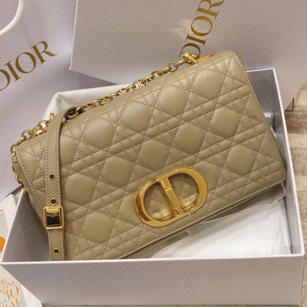 Dior Beige Quilted Leather Medium Caro Shoulder Bag