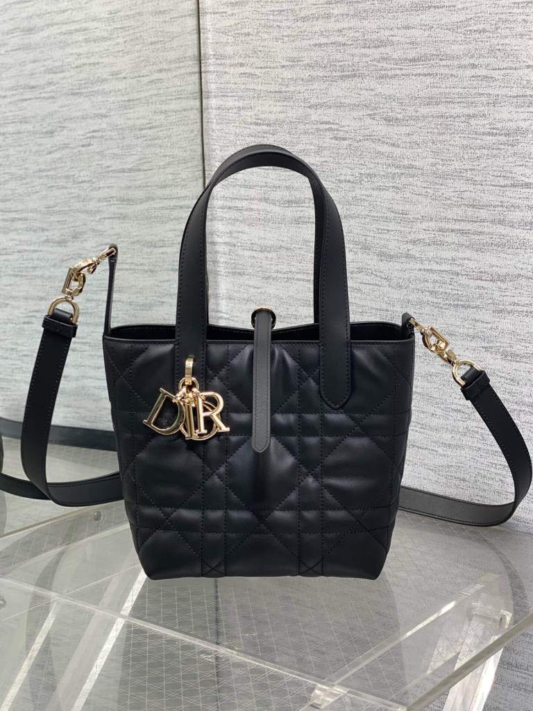 Small Dior Toujours Vertical Tote Bag Black
