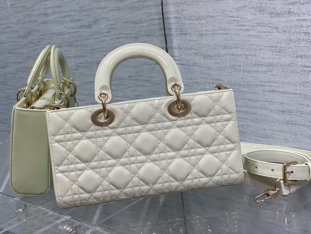 DIOR Cannage Lady D-JOY Shoulder Handbag Calfskin White - Image 3