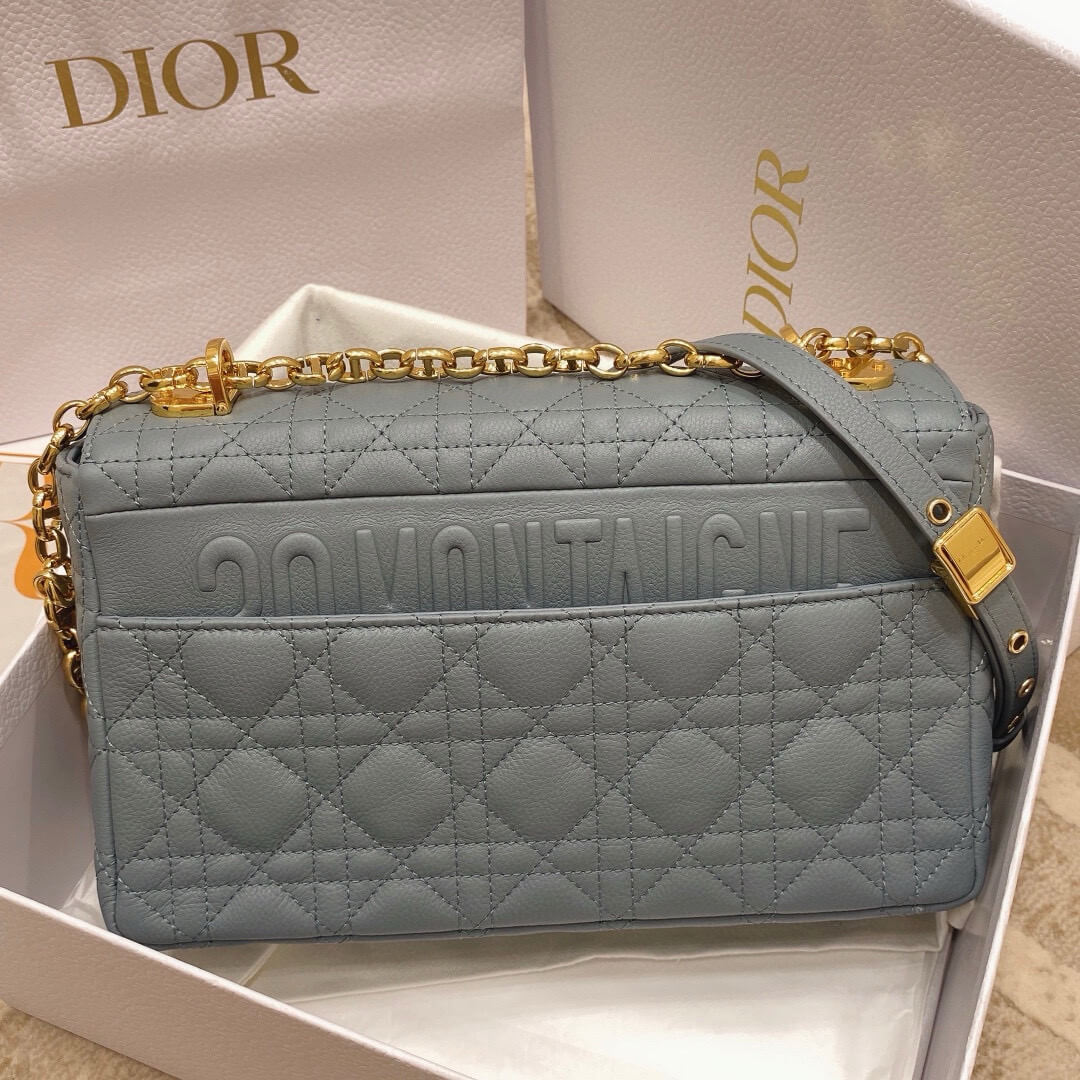 Dior Grey Quilted Leather Medium Caro Shoulder Bag - Image 2