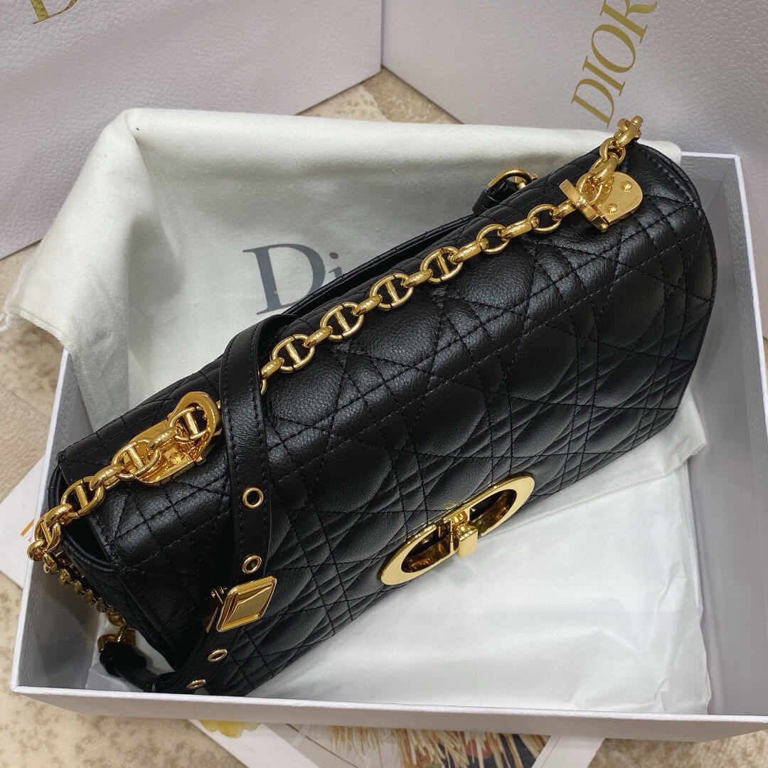 Dior Black Quilted Leather Medium Caro Shoulder Bag - Image 3