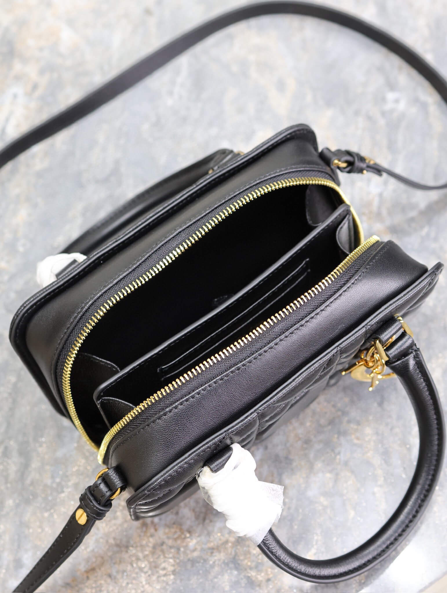 Small Black Lady D-Joy Bag Lattle Patent Cannage Calfskin - Image 3