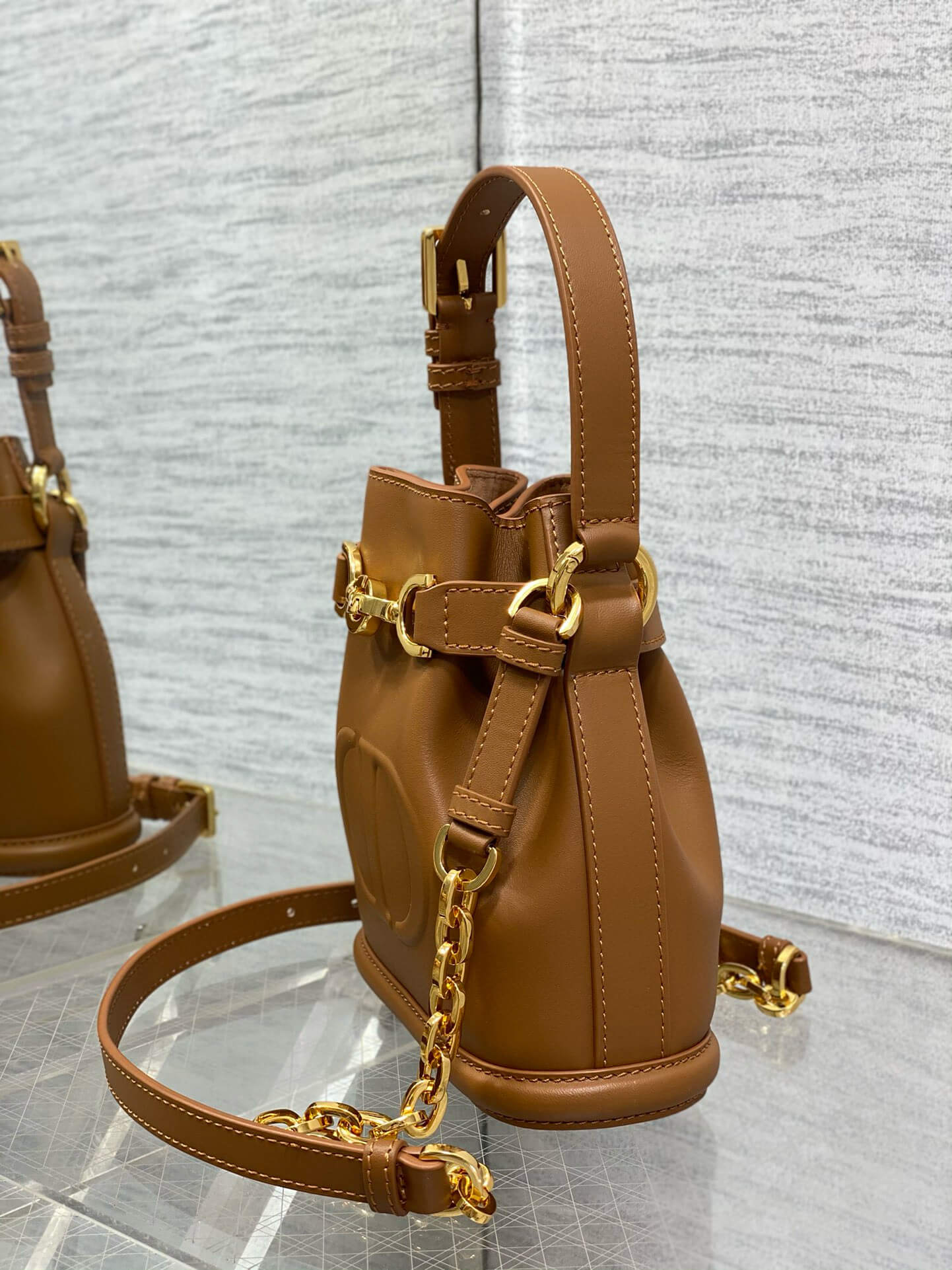 Small C'est Dior Bag Caramel Brown Saddle CD-Embossed Calfskin - Image 3