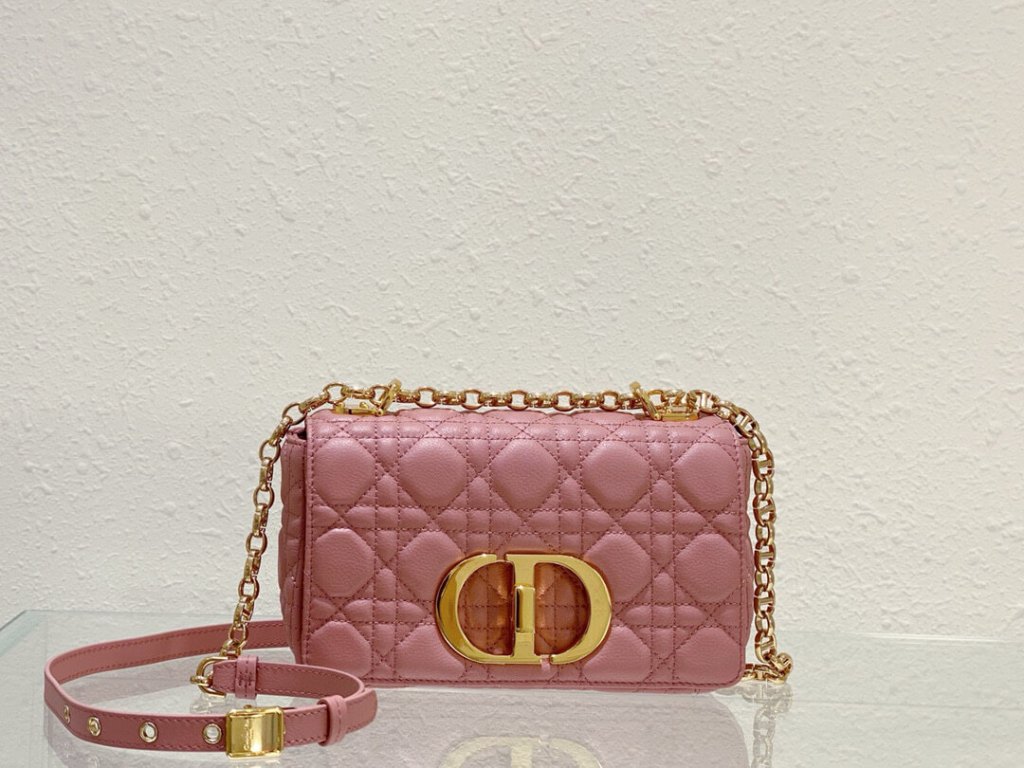 Dior Small Caro Bag Antique Pink Cannage Calfskin