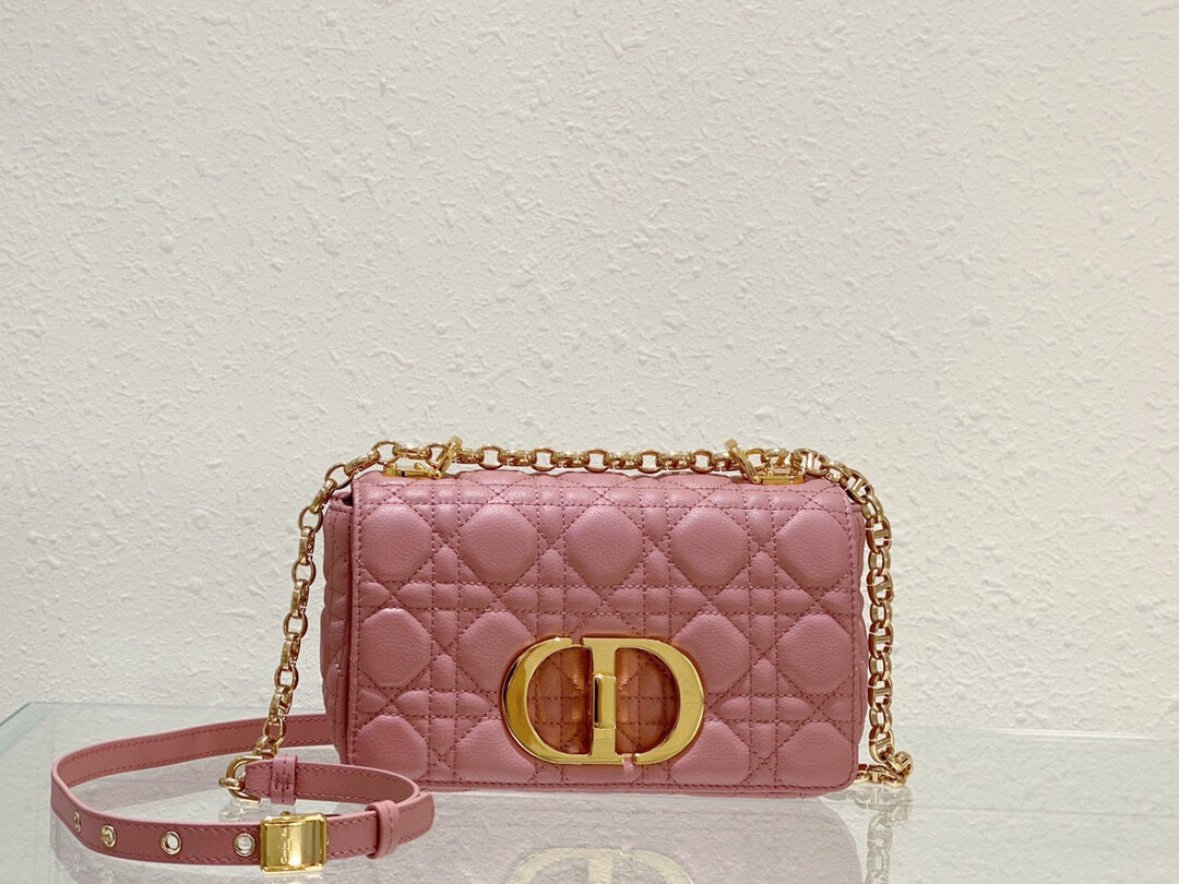 Dior Small Caro Bag Antique Pink Cannage Calfskin