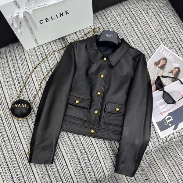 Chanel Celine Women’s Jacket with Claudine Collar in Soft Lambskin – Black