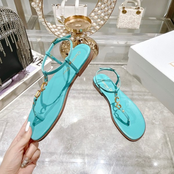 Dioriviera C'est Dior Thong Sandals Aquamarina Calfskin