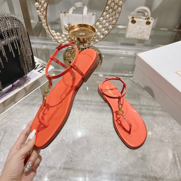 Dioriviera C'est Dior Thong Sandals  Coral Calfskin