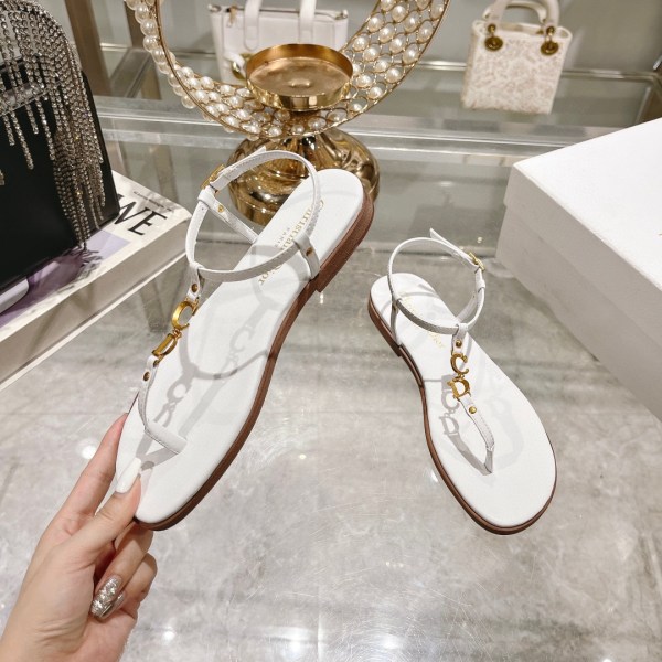Dioriviera C'est Dior Thong Sandals Pristine White Calfskin