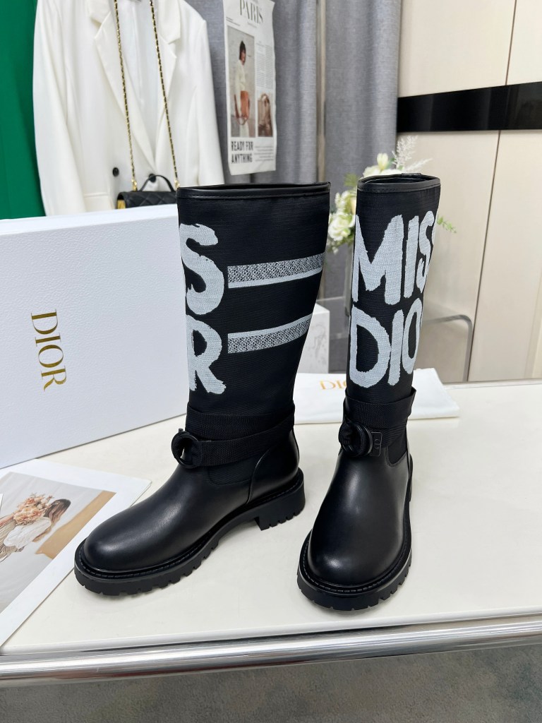 Dior D-Major Black Canvas and Leather Boots