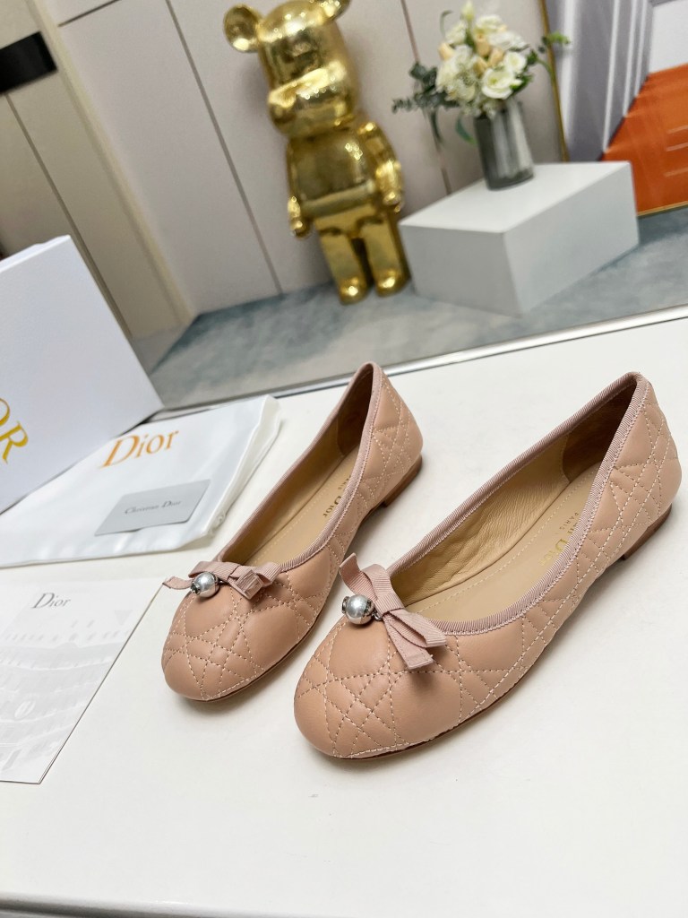 Dior J'Adior Ballet Nude Quilted Cannage Calfskin Flats