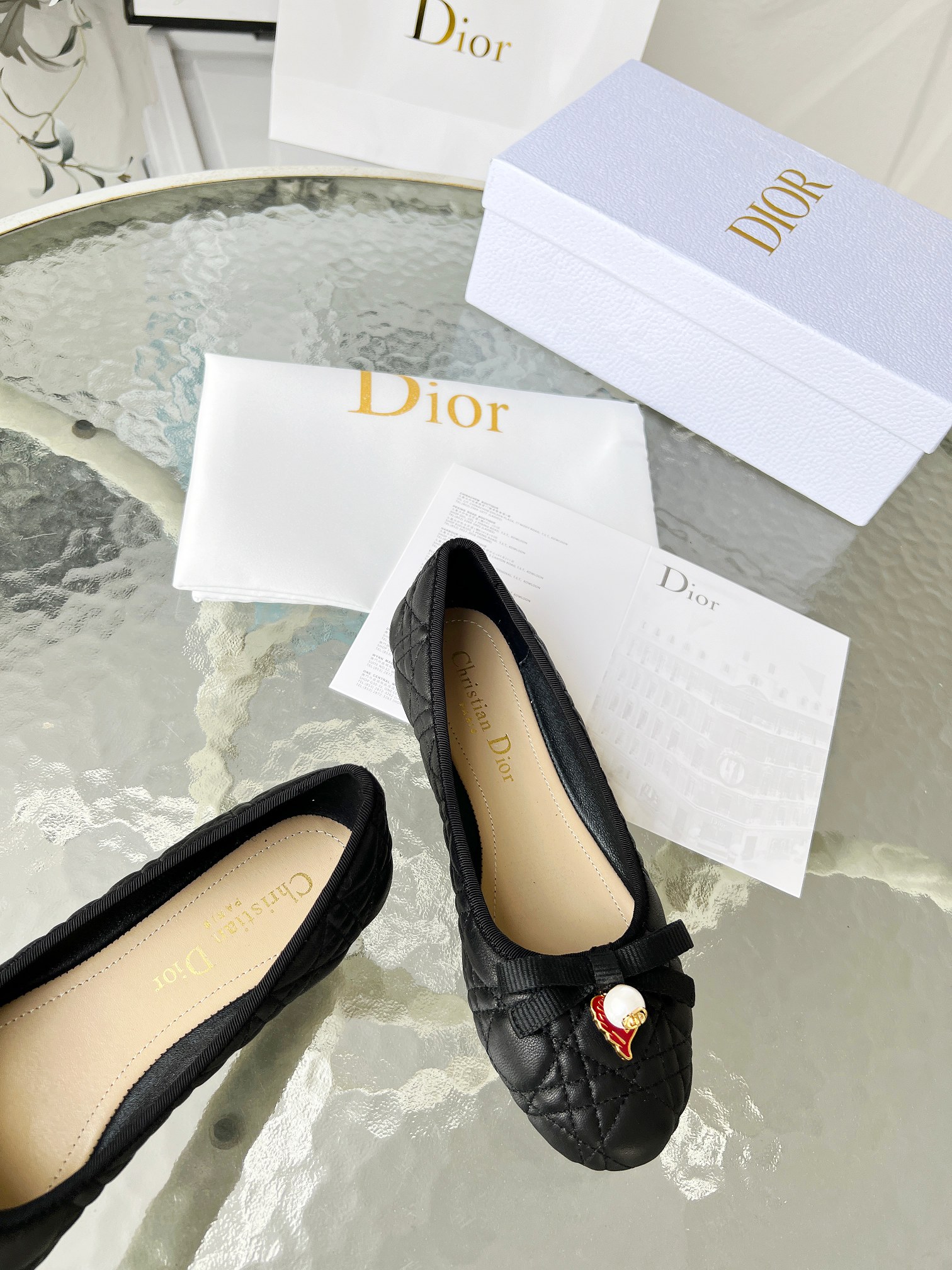 Dior J'Adior Ballet Black Quilted Cannage Calfskin Flats - Image 8